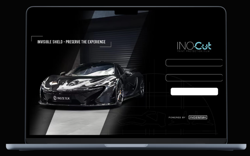 INOCut software preview on a laptop
